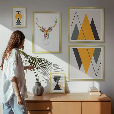 Sada obrazů do ložnice v barevných motivech v boho stylu