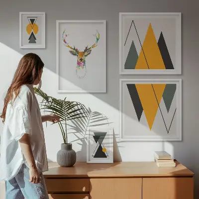 Sada obrazů do ložnice v barevných motivech v boho stylu