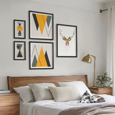 Sada obrazů do ložnice v barevných motivech v boho stylu