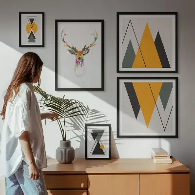 Sada obrazů do ložnice v barevných motivech v boho stylu