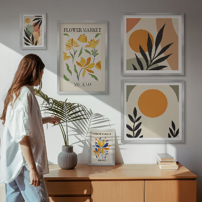 Poliptyk v rámu Abstraktní květiny v boho stylu