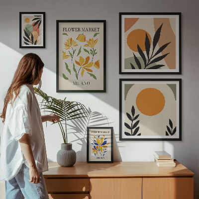 Poliptyk v rámu Abstraktní květiny v boho stylu