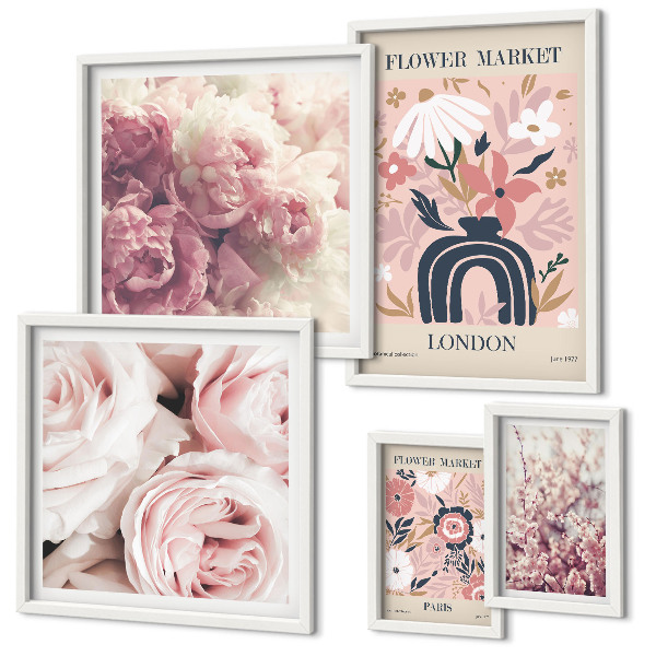 Poliptyk v rámu Květinové dekorace v boho stylu
