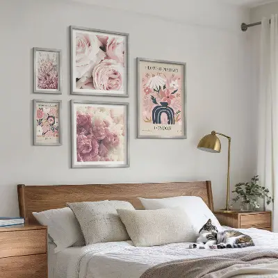 Květinové dekorace v boho stylu poliptyk v rámu