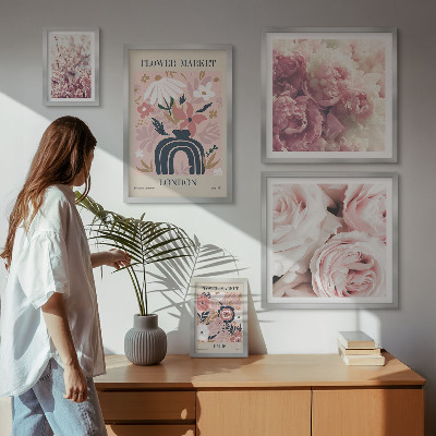 Poliptyk v rámu Květinové dekorace v boho stylu