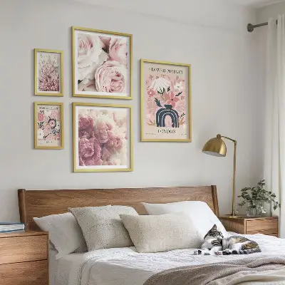 Květinové dekorace v boho stylu poliptyk v rámu
