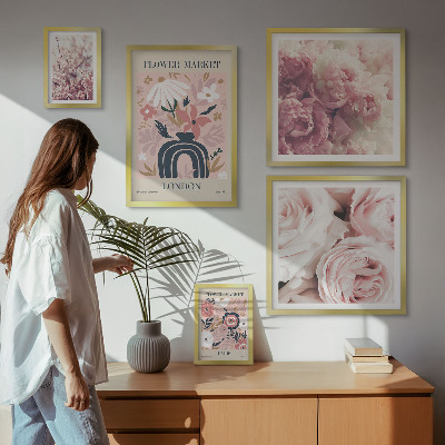 Poliptyk v rámu Květinové dekorace v boho stylu