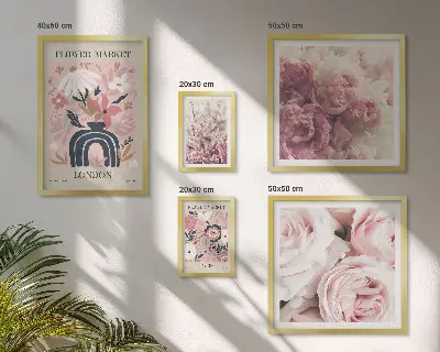 Květinové dekorace v boho stylu poliptyk v rámu
