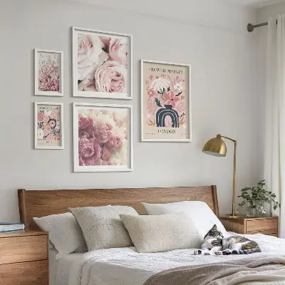 Květinové dekorace v boho stylu poliptyk v rámu