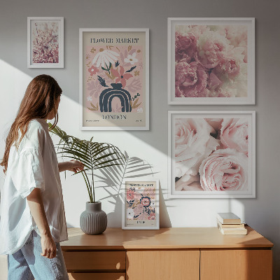 Poliptyk v rámu Květinové dekorace v boho stylu
