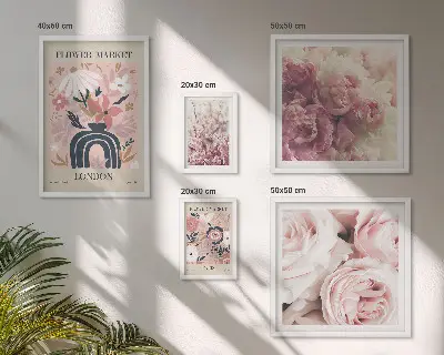 Květinové dekorace v boho stylu poliptyk v rámu