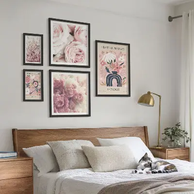 Květinové dekorace v boho stylu poliptyk v rámu