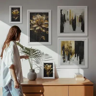 Sada obrazů do ložnice květinové motivy v elegantním moderním stylu