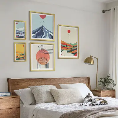Abstraktní horské krajiny sada obrazů do ložnice