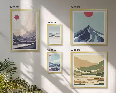 Abstraktní horské krajiny v rámu jako polyptych