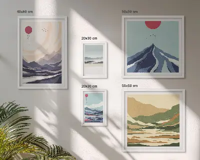 Abstraktní horské krajiny v rámu jako polyptych