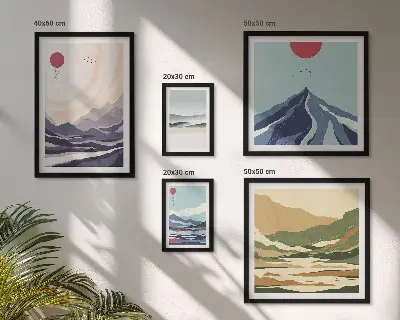 Abstraktní horské krajiny v rámu jako polyptych