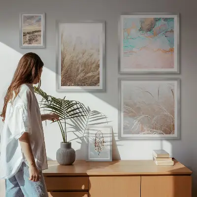 Přírodní boho etno krajiny poliptyk v rámu