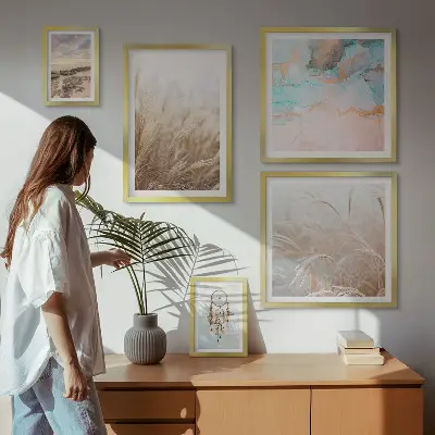 Přírodní boho etno krajiny poliptyk v rámu