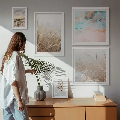 Přírodní boho etno krajiny poliptyk v rámu