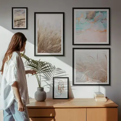 Přírodní boho etno krajiny poliptyk v rámu