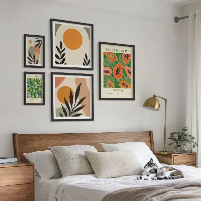 Sada obrazů do ložnice s retro motivy tropického ovoce