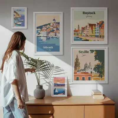 Sada obrazů do ložnice krajiny pobřežních měst