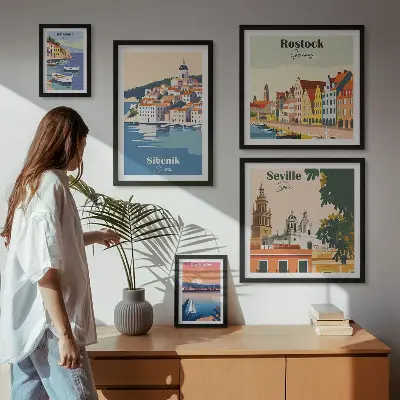 Sada obrazů do ložnice krajiny pobřežních měst