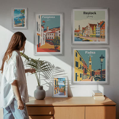 Poliptyk v rámu Evropská města s výhledem na architekturu