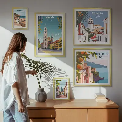 Sada obrazů do ložnice s motivem architektury evropských měst