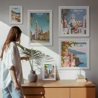 Sada obrazů do ložnice s motivem architektury evropských měst