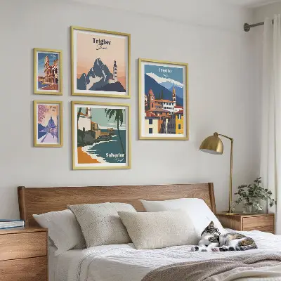 Sada obrazů do ložnice evropské městské krajiny