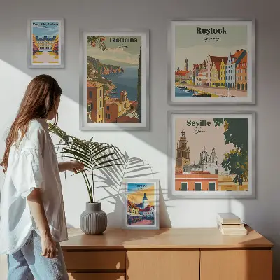 Sada obrazů do ložnice krajiny evropských měst