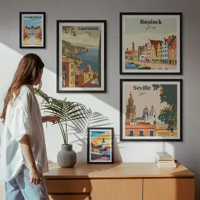 Sada obrazů do ložnice krajiny evropských měst