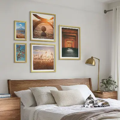 Klidné zenové krajiny přírody poliptyk v rámu