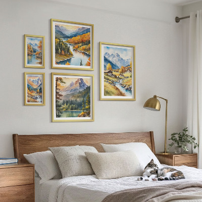 Sada obrazů do ložnice Horské krajiny údolí řeky