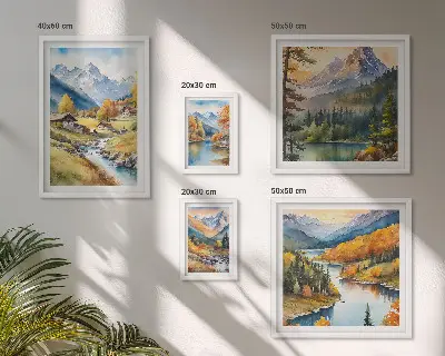 Sada obrazů do ložnice horské krajiny s říčním údolím