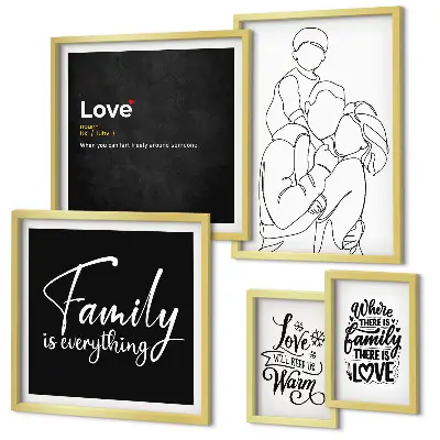 Rodinné hodnoty lásky a blízkosti vícedílný obraz v rámu