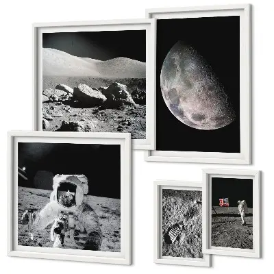Měsíční krajiny astronautů poliptyk v rámu