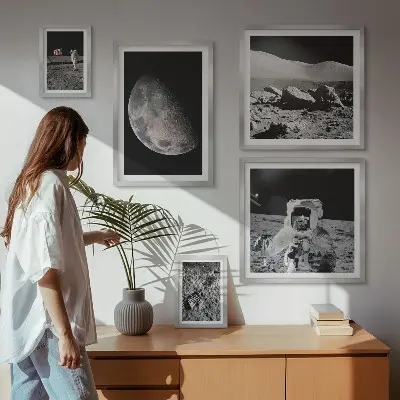 Měsíční krajiny astronautů poliptyk v rámu