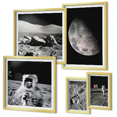 Měsíční krajiny astronautů poliptyk v rámu
