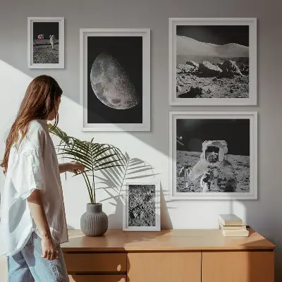Měsíční krajiny astronautů poliptyk v rámu