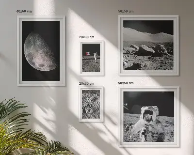 Měsíční krajiny astronautů poliptyk v rámu