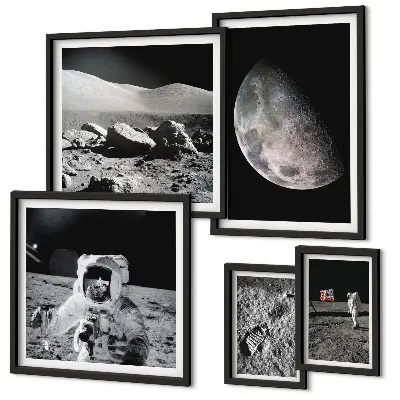 Měsíční krajiny astronautů poliptyk v rámu
