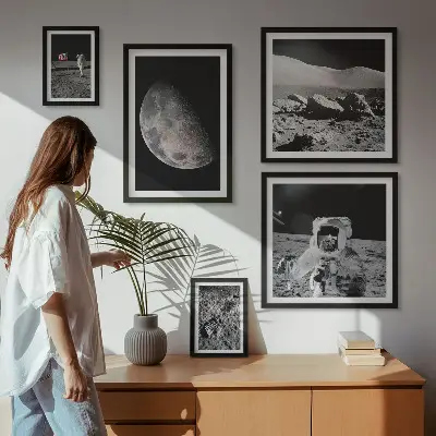 Měsíční krajiny astronautů poliptyk v rámu