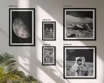 Měsíční krajiny astronautů poliptyk v rámu