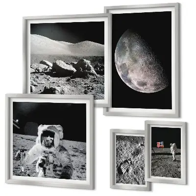 Měsíční krajiny astronautů poliptyk v rámu
