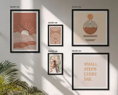 Poliptyk v rámu s motivem pozitivních sloganů v boho stylu