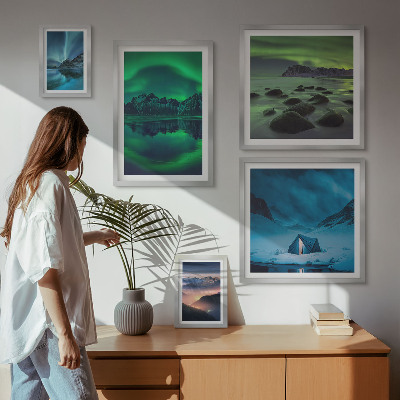 Sada obrazů do ložnice Zimní krajiny pohoří Aurora