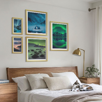 Sada obrazů do ložnice Zimní krajiny pohoří Aurora